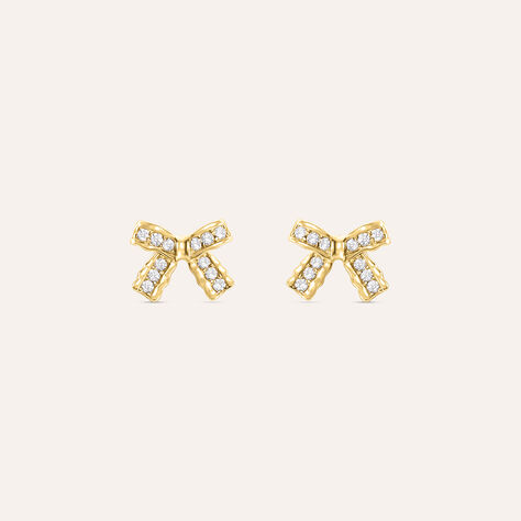 Orecchini Lobo Fiocco Bon Ton Oro Giallo Cubic Zirconia - Orecchini a Lobo Donna | Stroili