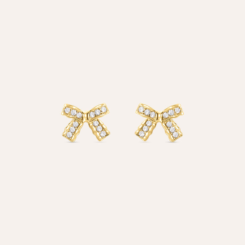 Orecchini Lobo Fiocco Bon Ton Oro Giallo Cubic Zirconia - Orecchini a Lobo Donna | Stroili