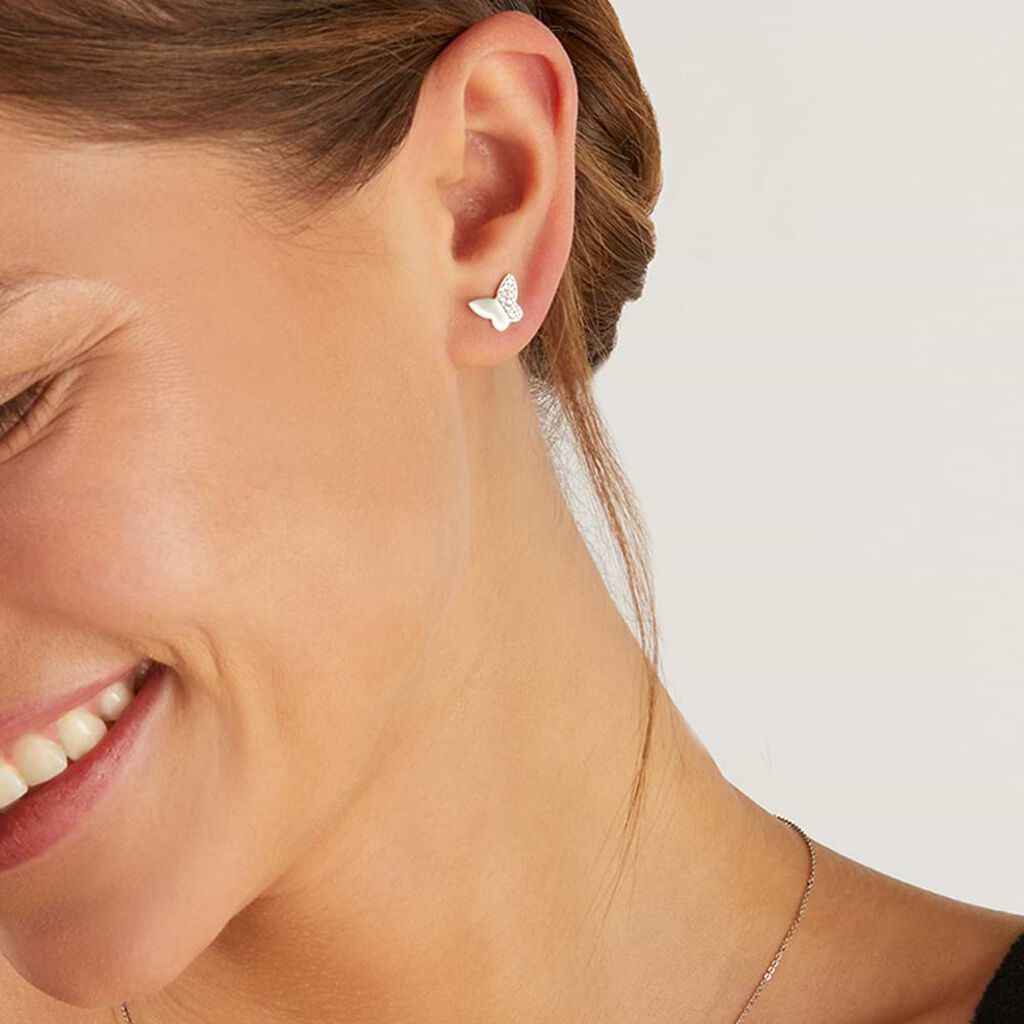 Orecchini Lobo Claire Oro Bianco Cubic Zirconia - Orecchini a Lobo Donna | Stroili