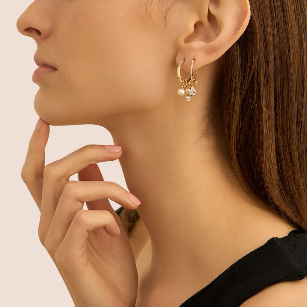 Orecchini A Cerchio Toujours Oro Giallo Cubic Zirconia