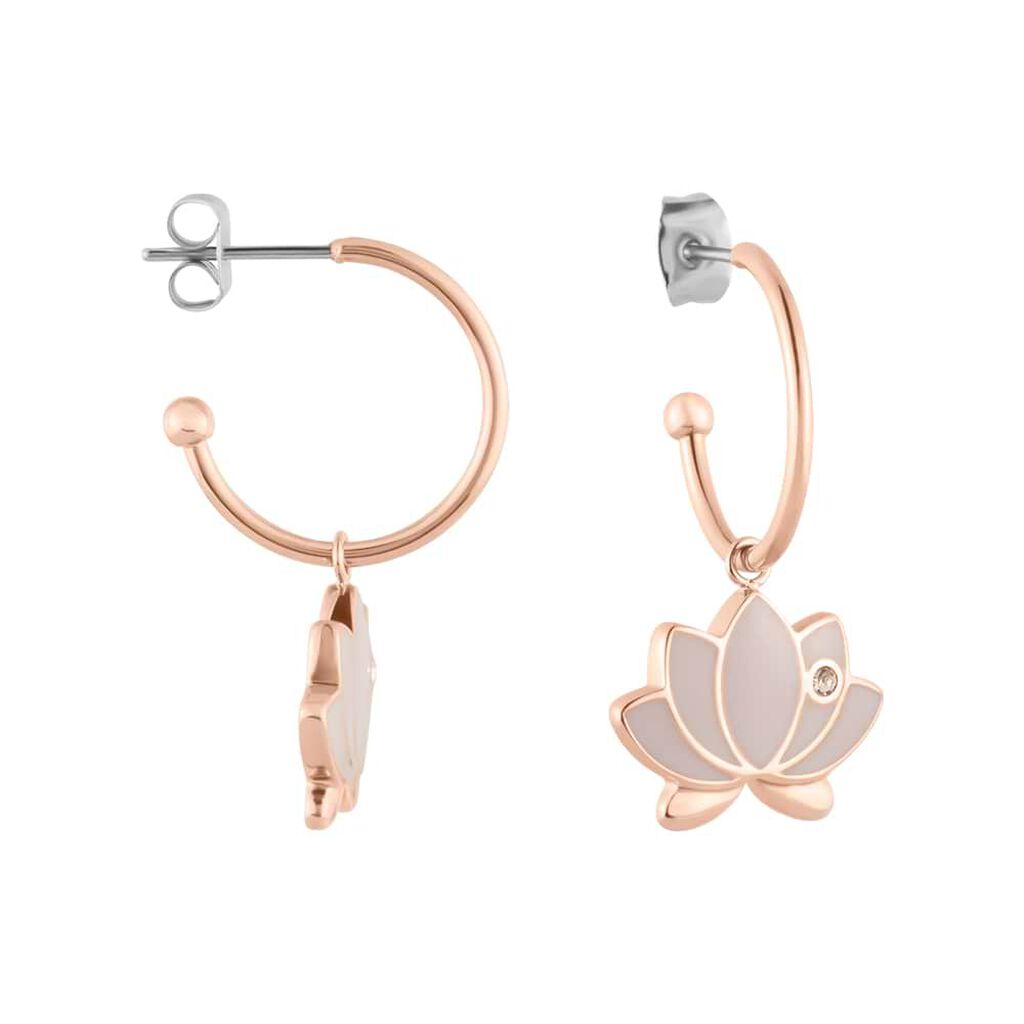 Orecchini A Cerchio Lady Sweet Acciaio Rosa Cristallo - Orecchini a Cerchio Donna | Stroili