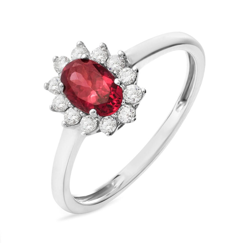 Anello Solitario Jasmine Oro Bianco Rodolite Diamante