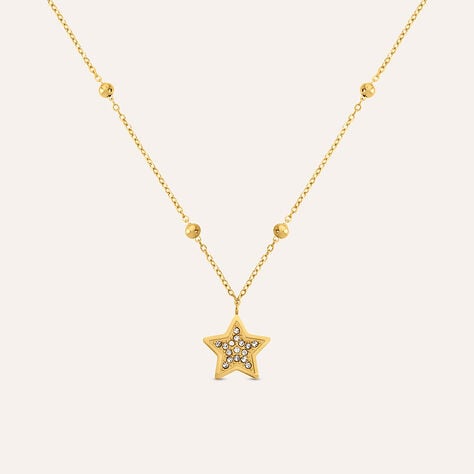 Collana Stella Acciaio Dorato Cubic Zirconia 45+5cm - Collane Donna | Stroili