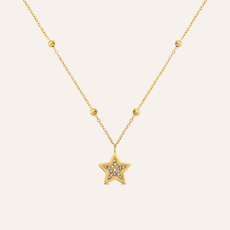 Collana Stella Acciaio Dorato Cubic Zirconia 45+5cm - Collane Donna | Stroili