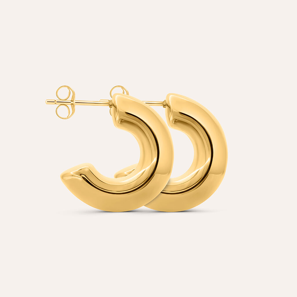 Orecchini A Cerchio Lady Code Acciaio Dorato - Orecchini a Cerchio Donna | Stroili