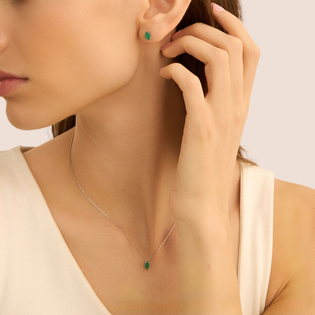 Collana Punto Luce Charlotte Oro Bianco Smeraldo - Collane Punto Luce Donna | Stroili