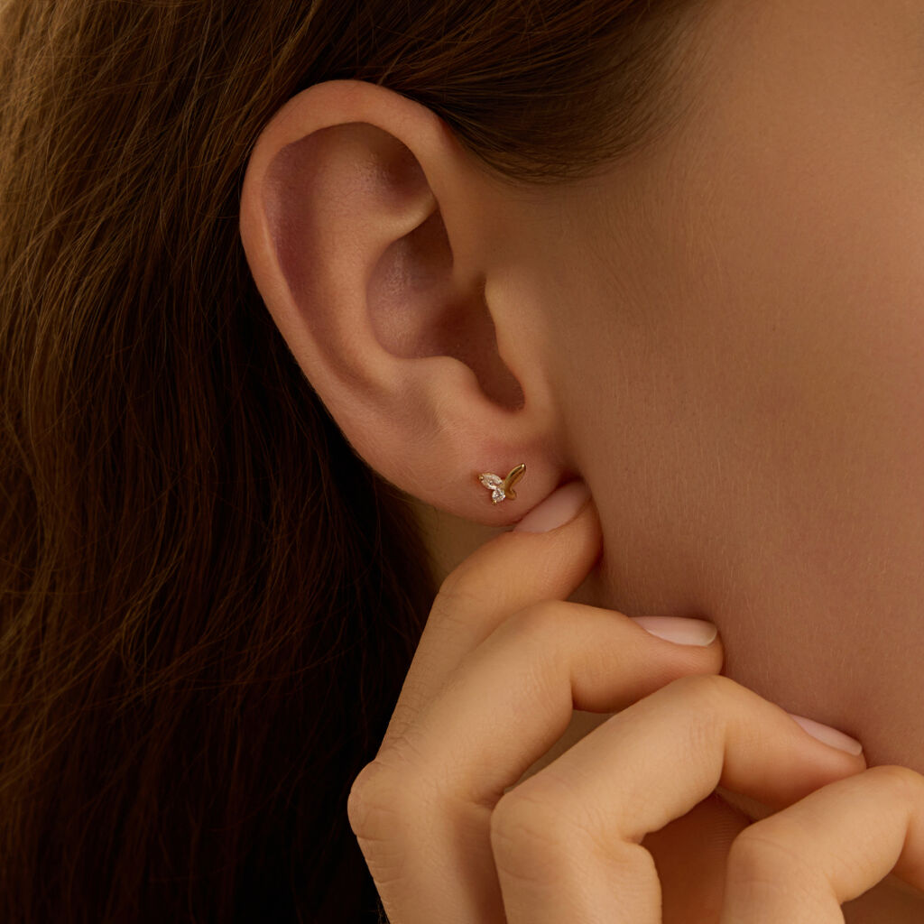 Orecchini Lobo Bon Ton Oro Giallo Cubic Zirconia