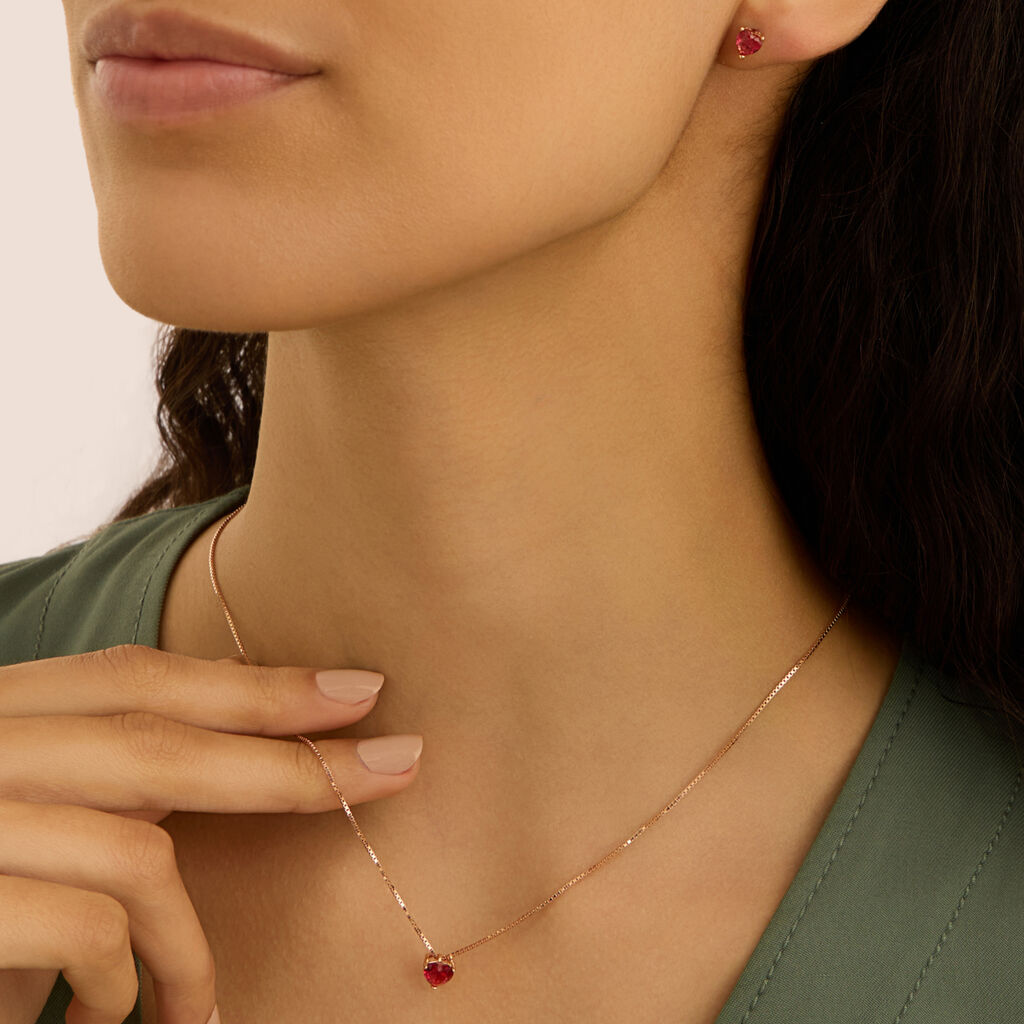 Collana Punto Luce Silver Rainbow Argento Rosa Cubic Zirconia