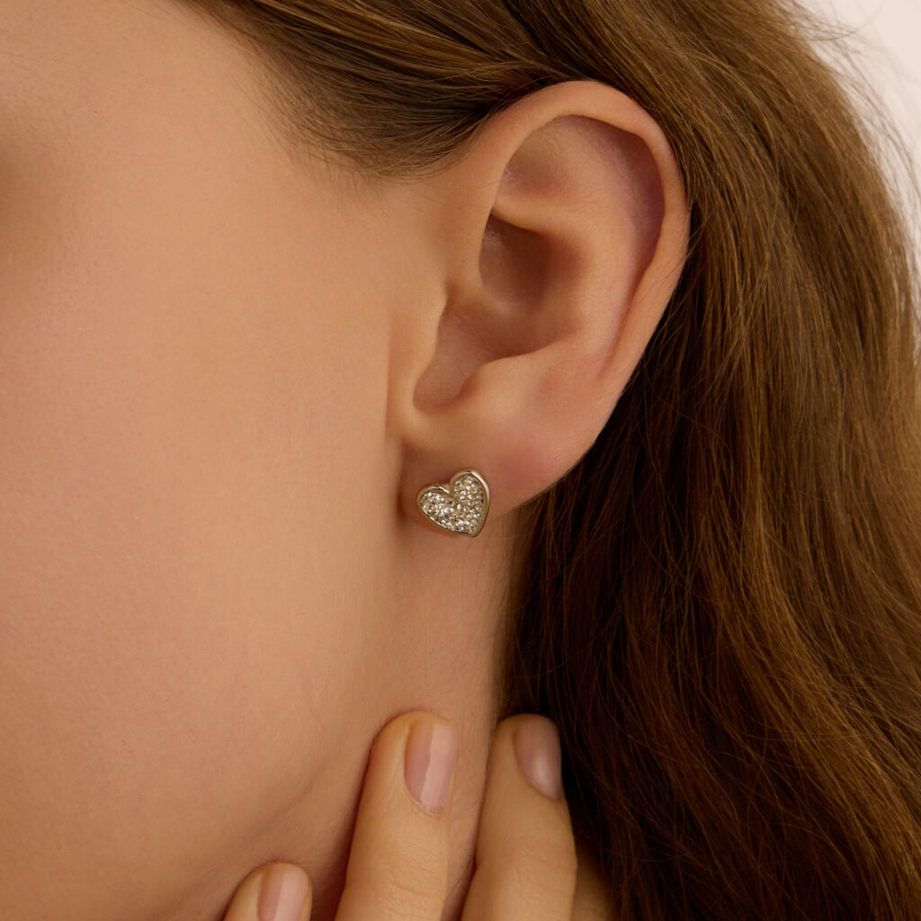 Orecchini Lobo Christelle Oro Bianco Cristallo