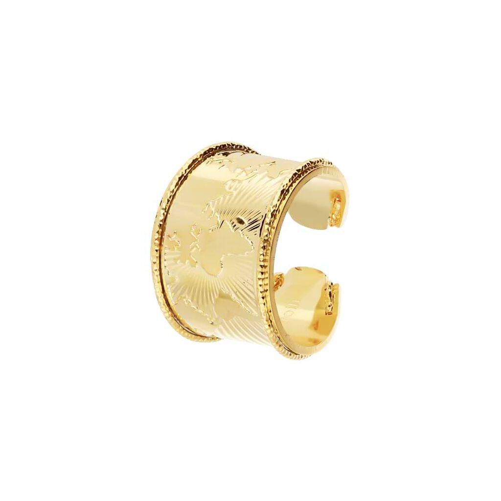 Anello mondo a fascia in bronzo dorato