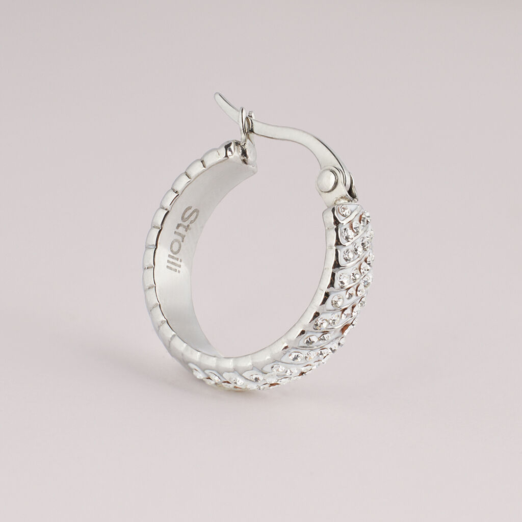 Orecchini A Cerchio Aura Acciaio Cristallo