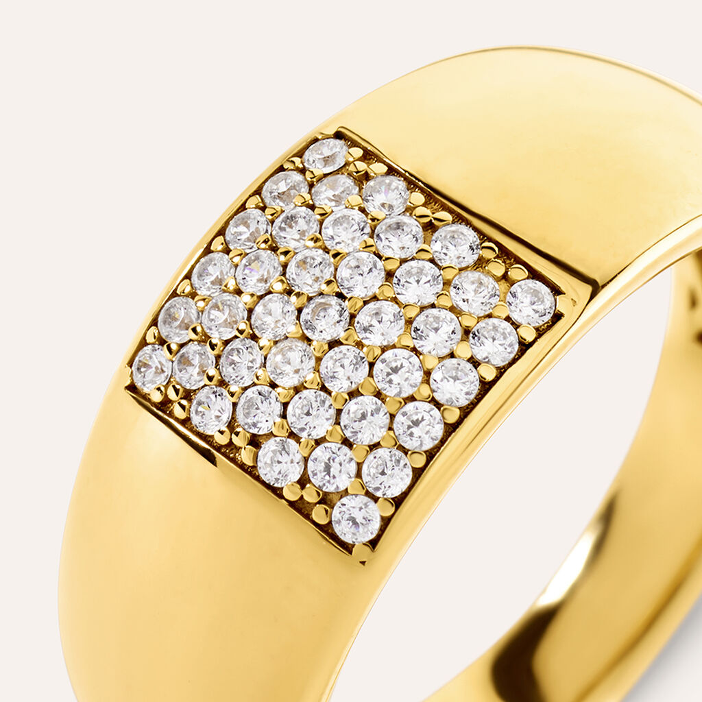 Anello Fascia Desideria Argento Nobile Dorato Cubic Zirconia