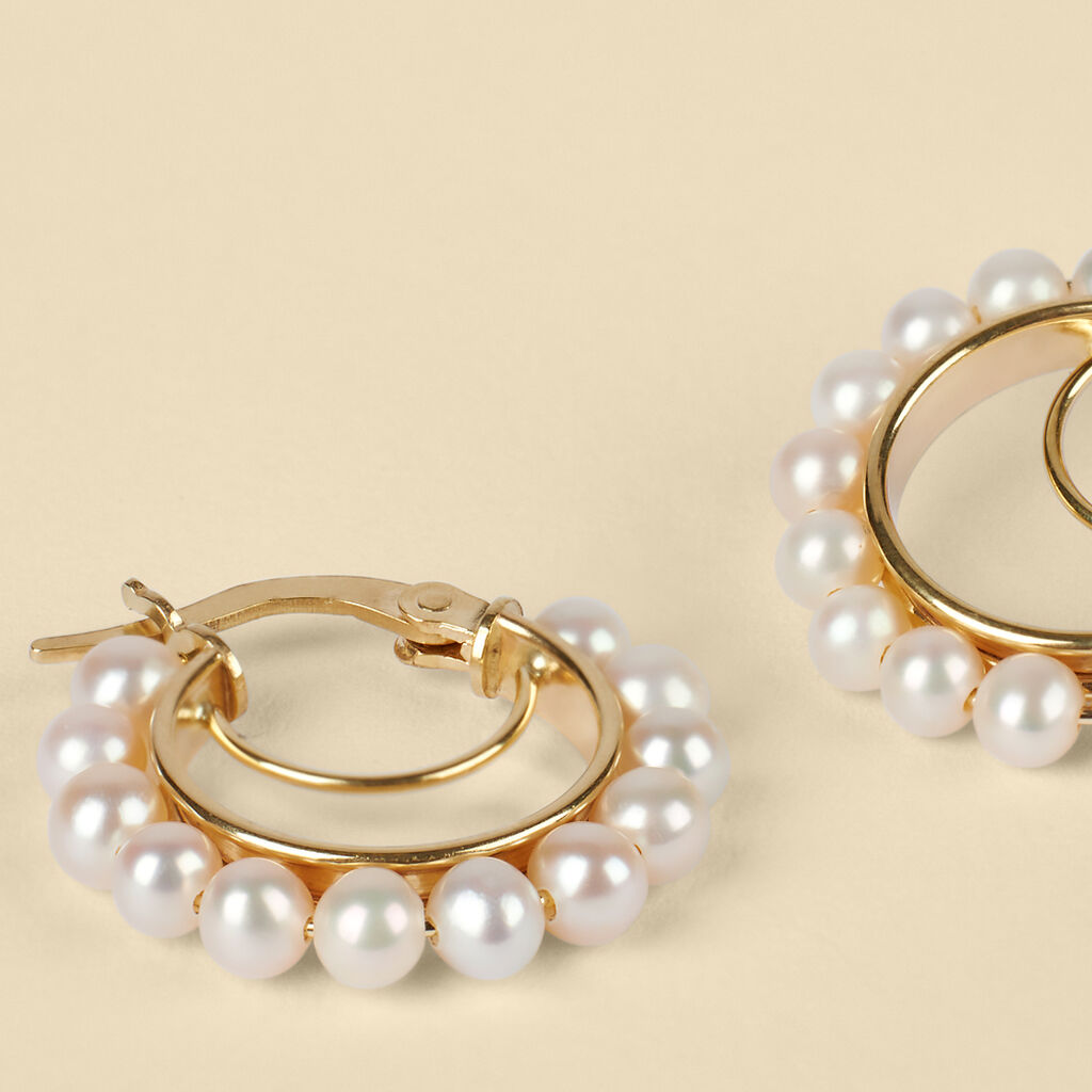 Orecchini A Cerchio Gabrielle Oro Giallo Perla D'Acqua Dolce
