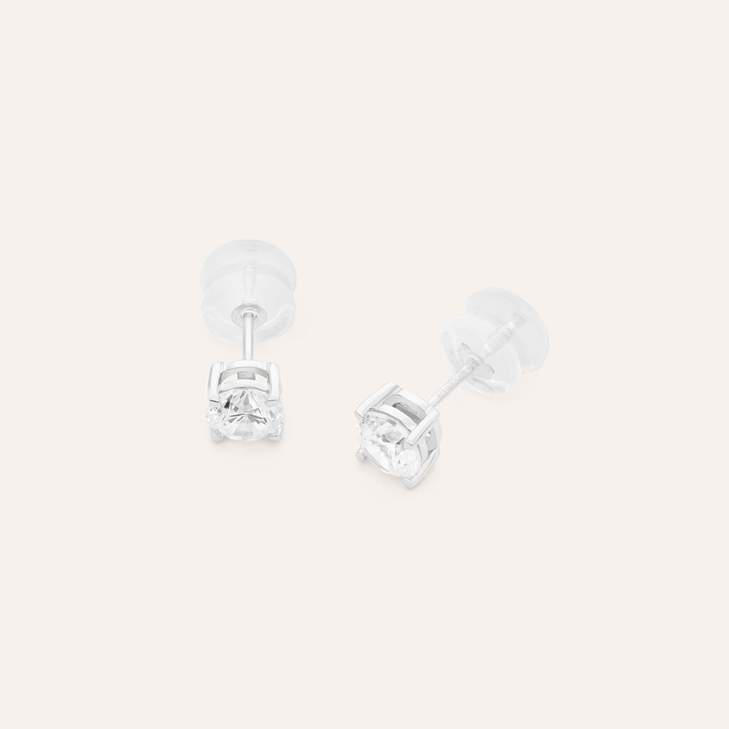 Orecchini Lobo Punto Luce Claire Oro Bianco Cubic Zirconia - Orecchini a Lobo Donna | Stroili