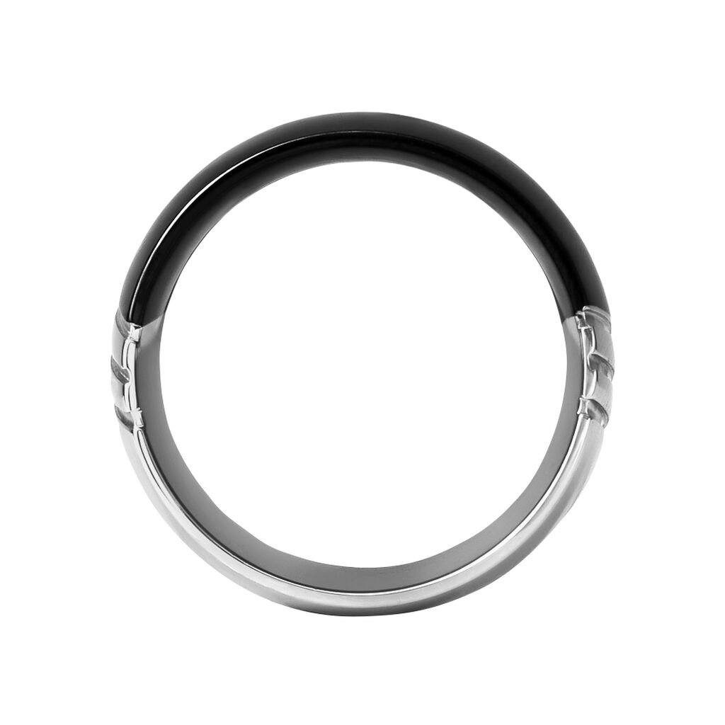 Anello Fascia Man Code Acciaio Bicolore Bianco / Nero - Anelli con Incisione Uomo | Stroili