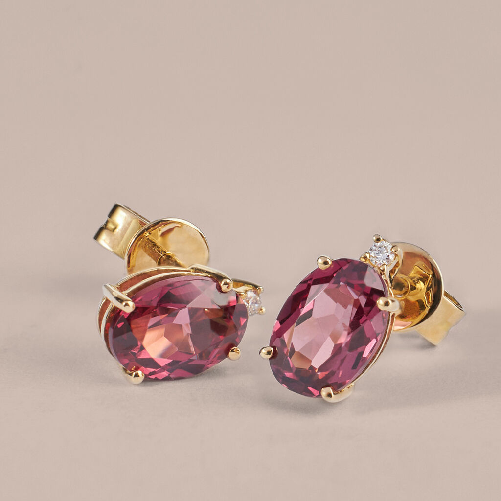Orecchini Lobo Punto Luce Jasmine Oro Giallo Rodolite Diamante - Orecchini a Lobo Donna | Stroili