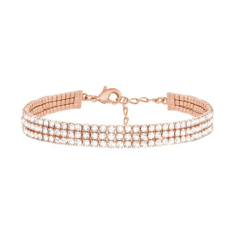 Bracciale Tennis Romantic Shine Metallo Rosa Cristallo - Bracciali Tennis Donna | Stroili