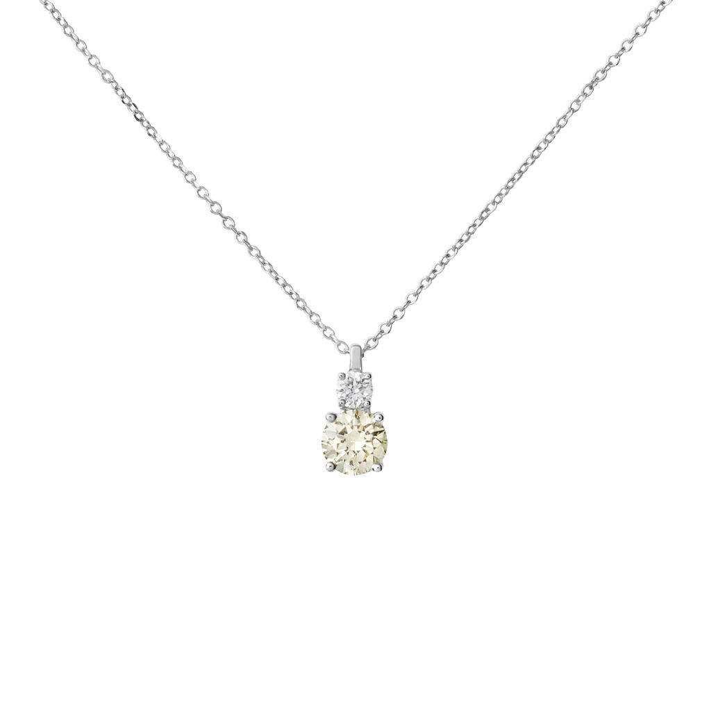 Collana Doppio Punto Luce Diamade Oro Bianco Diamante Lab-Grown