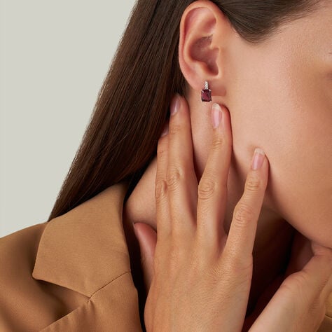 Orecchini Lobo Jasmine Oro Bianco Rodolite Diamante - Orecchini a Lobo  | Stroili