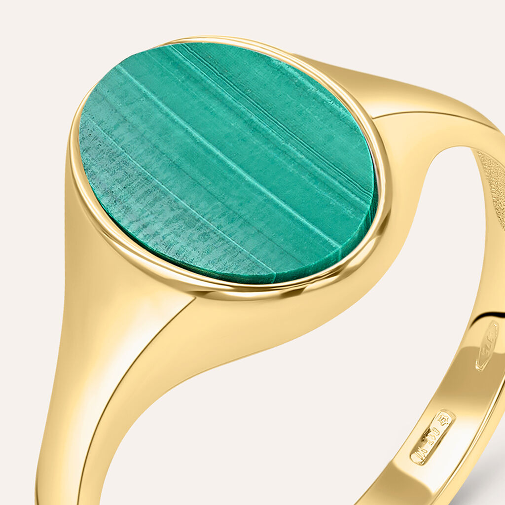 Anello Chevalier Beverly Oro Giallo Malachite