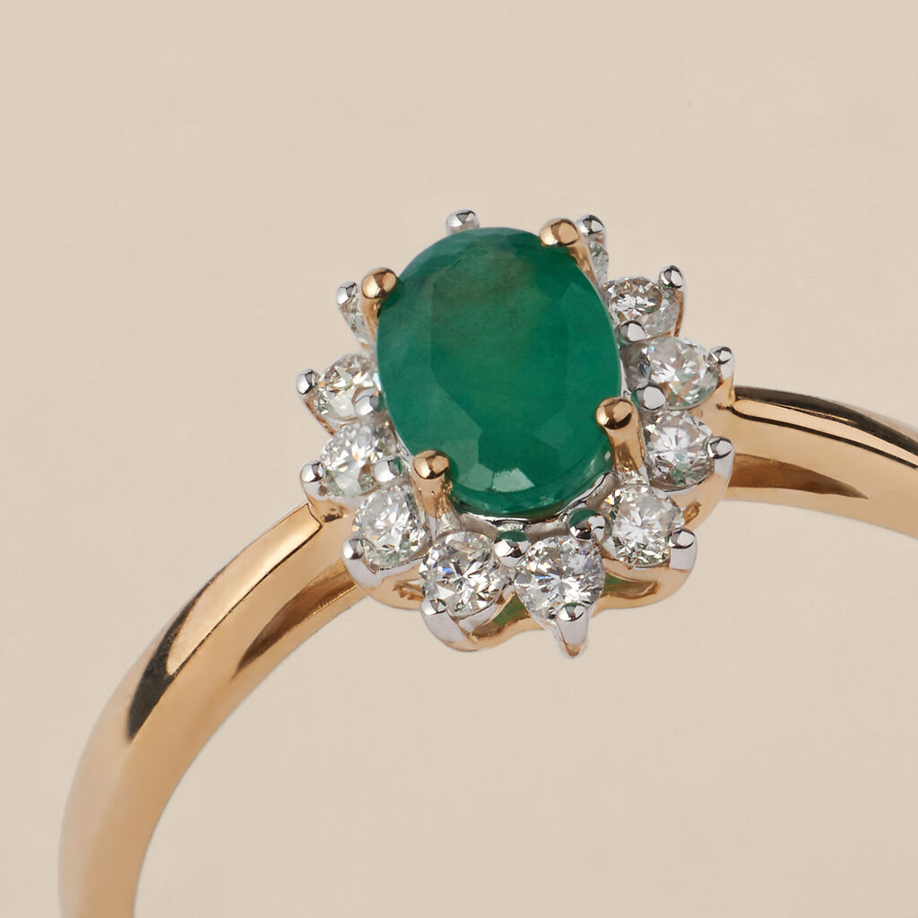 Anello Solitario Charlotte Oro Giallo Smeraldo Diamante - Anelli con Pietre Donna | Stroili