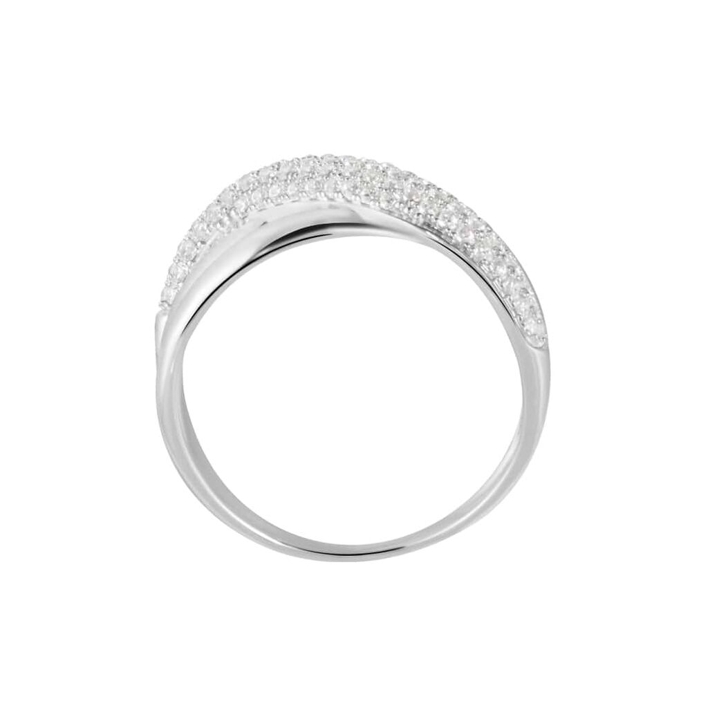 Anello Fascia Claire Oro Bianco Cubic Zirconia - Anelli a Fascia Larga Donna | Stroili