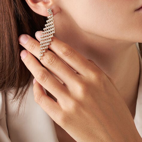 Orecchini Pendenti Romantic Shine Metallo Dorato Cristallo - Orecchini Pendenti Donna | Stroili