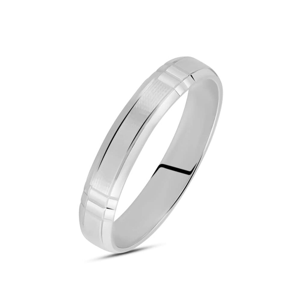 Fede Classica Lavorata 4 mm Oro Bianco