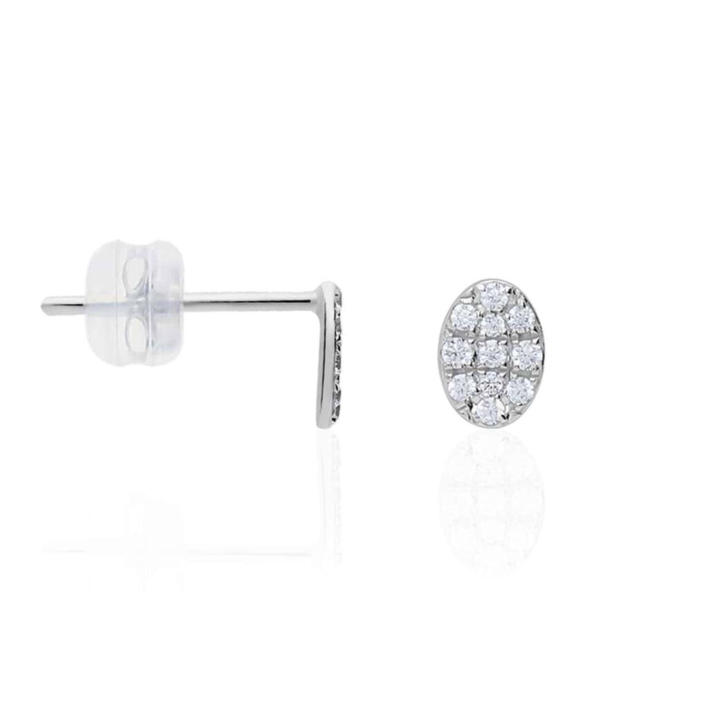 Orecchini Lobo Bon Ton Oro Bianco Cubic Zirconia - Orecchini a Lobo Donna | Stroili
