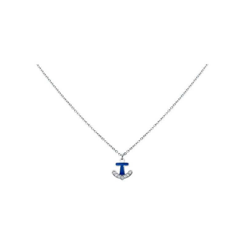 Girocollo con ciondolo ancora blu in acciaio e strass - Collane Donna | Stroili