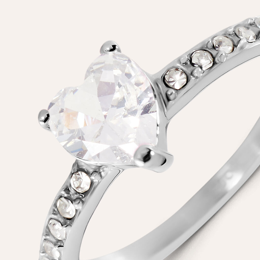 Anello Solitario Aura Acciaio Cristallo