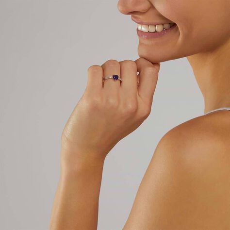 Anello Solitario Amélie Oro Bianco Ametista Cubic Zirconia - Anelli con Pietre Donna | Stroili