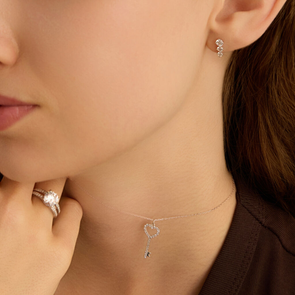 Orecchini Pendenti Trilogy Claire Oro Bianco Cubic Zirconia