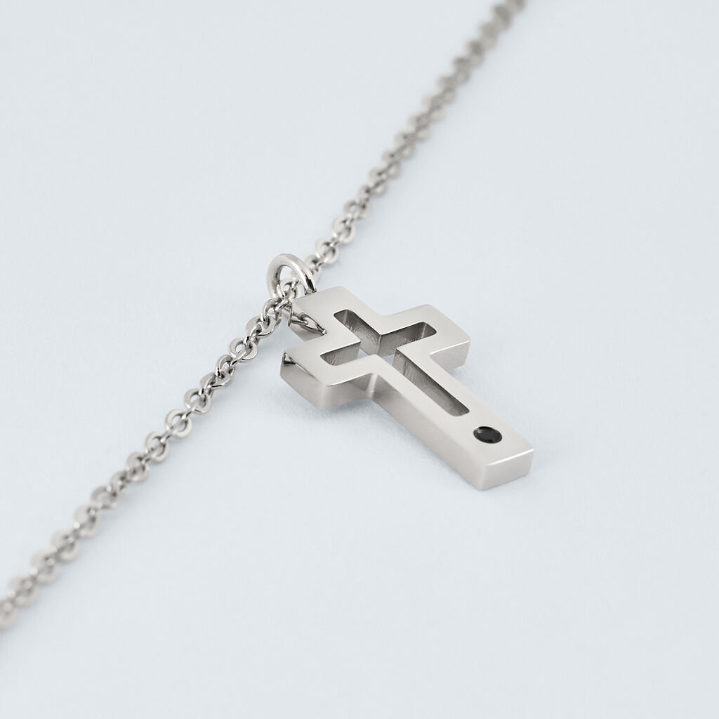 Collana Man Code Acciaio Cristallo