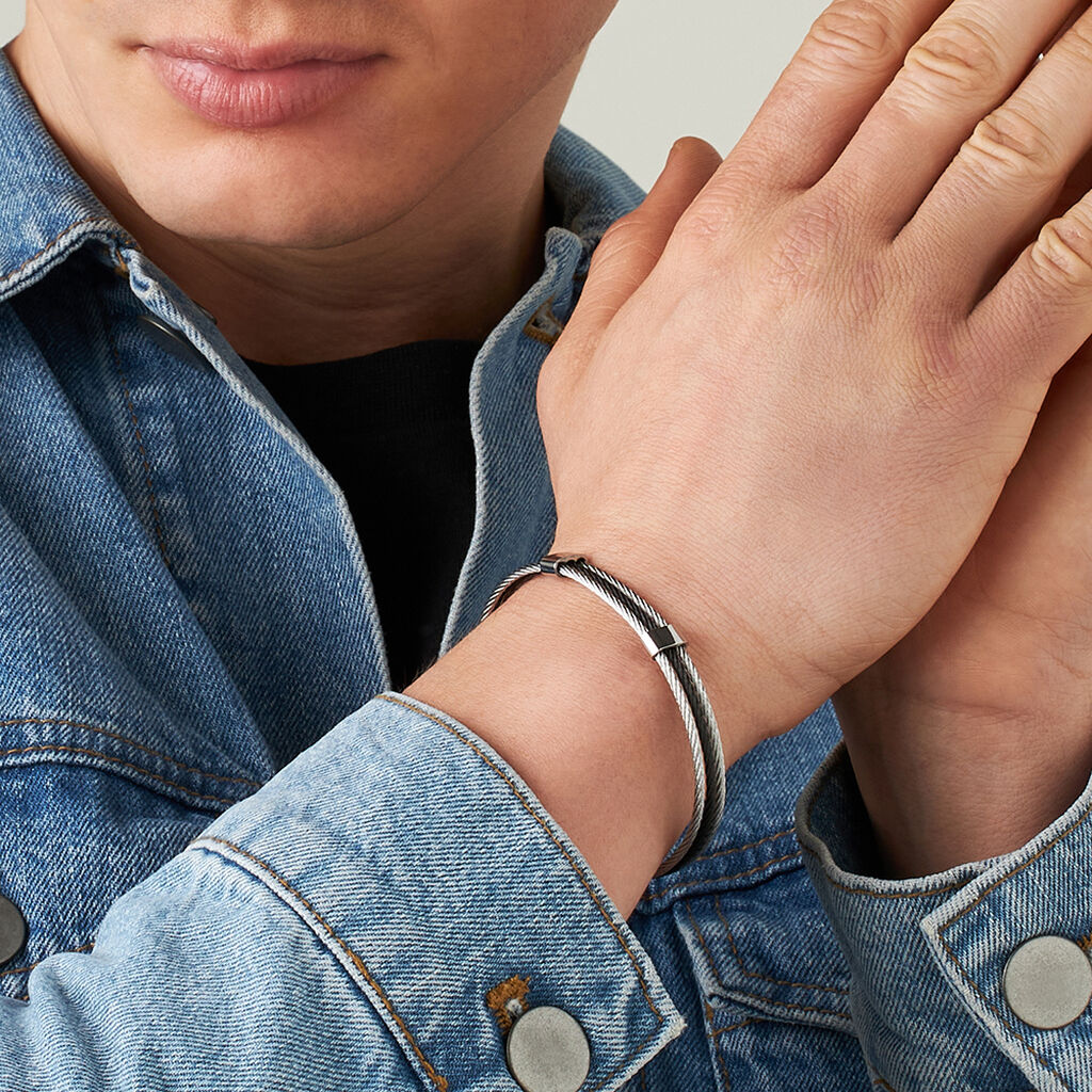 Bracciale Man Code Acciaio Bicolore Bianco / Nero - Bracciali Unisex | Stroili