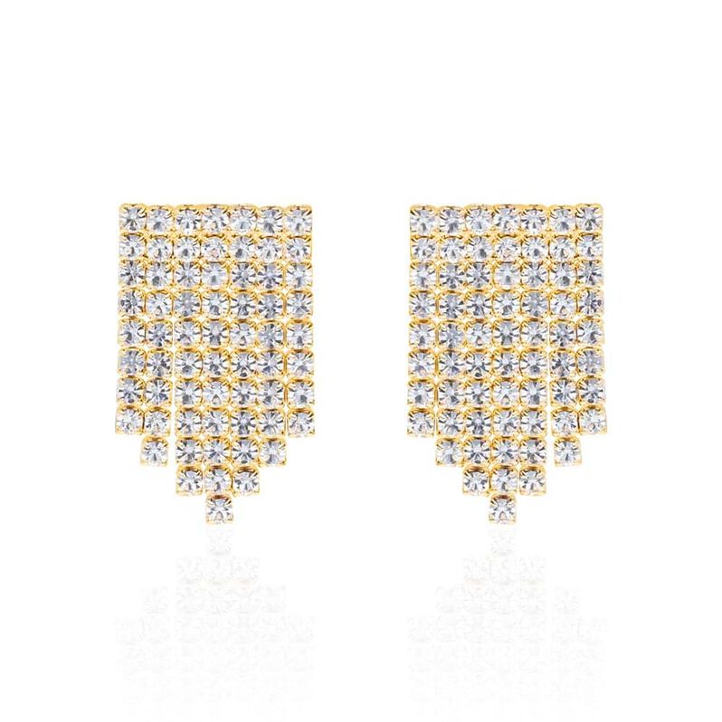 Orecchini pendenti multifilo in metallo dorato con strass - Orecchini Pendenti Donna | Stroili