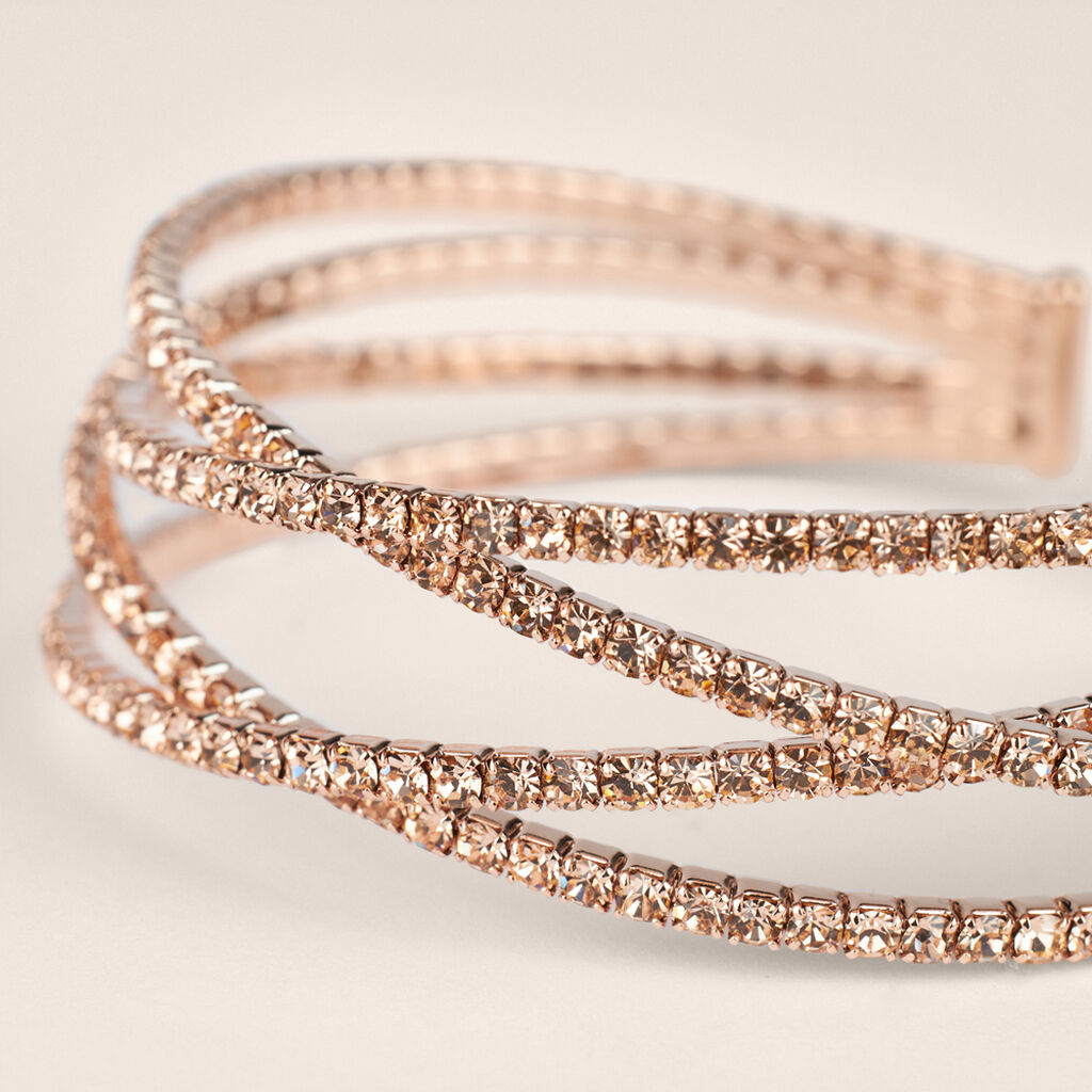 Bangle Romantic Shine Metallo Rosa Cristallo - Bracciali Rigidi Donna | Stroili