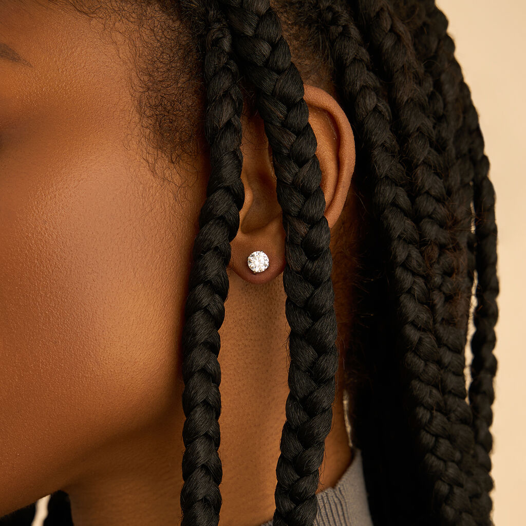 Orecchini Lobo Punto Luce Claire Oro Bianco Cubic Zirconia