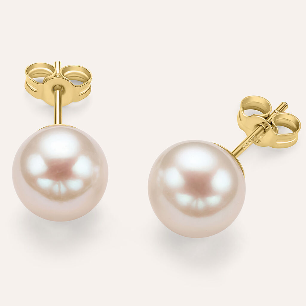 Orecchini Lobo Gabrielle Oro Giallo Perla D'Acqua Dolce