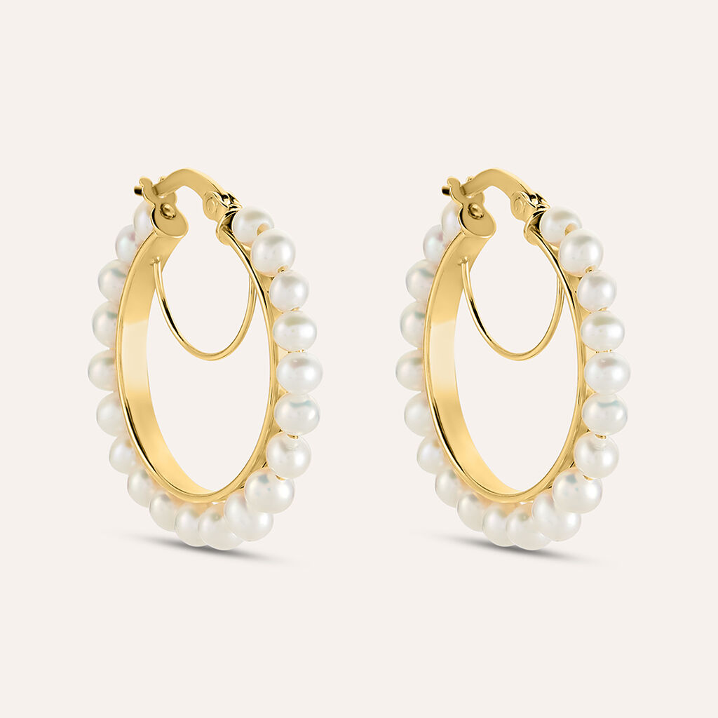 Orecchini A Cerchio Gabrielle Oro Giallo Perla D'Acqua Dolce