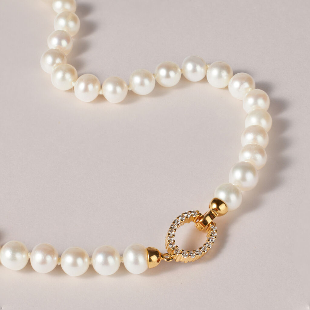 Collana Gabrielle Oro Giallo Perla D'Acqua Dolce