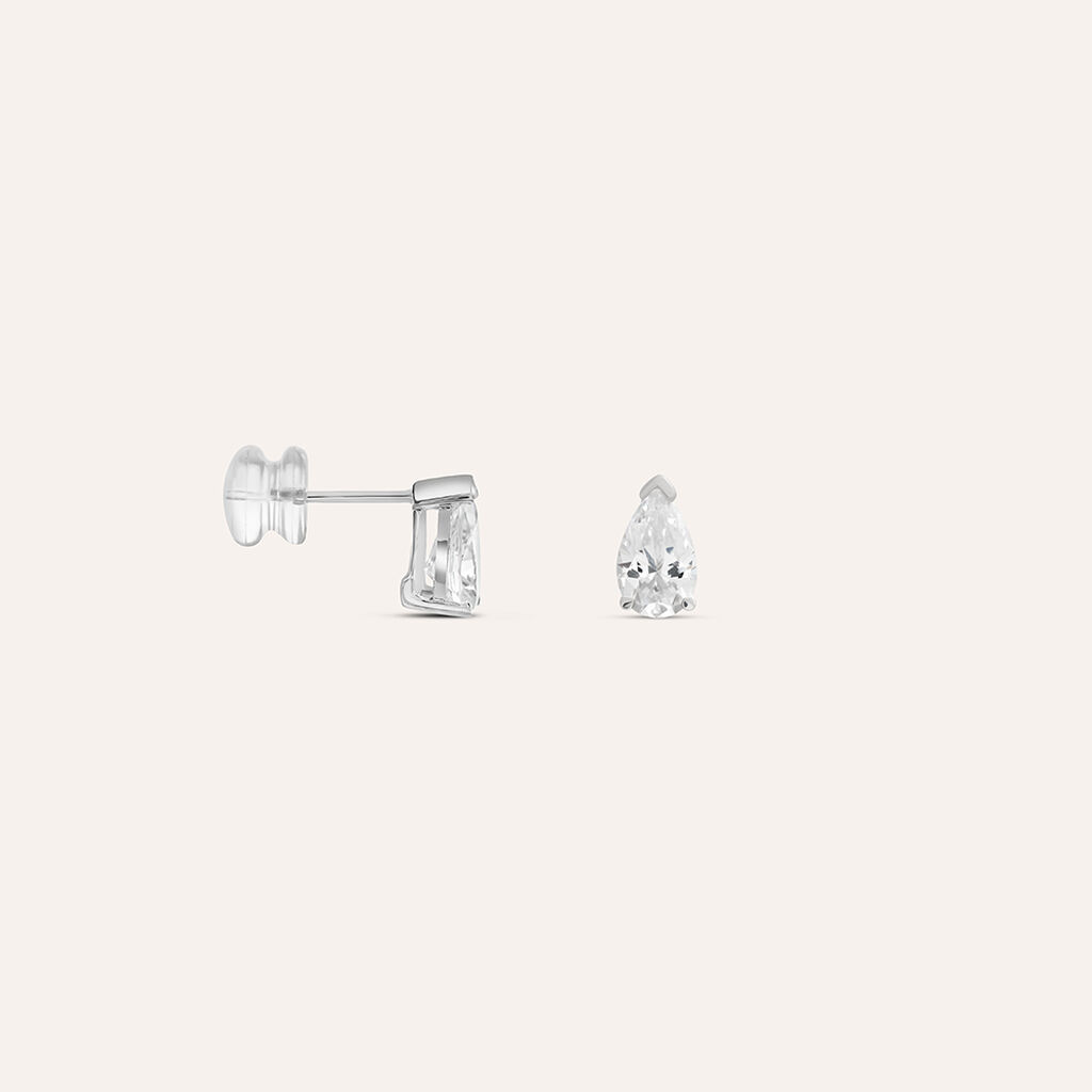 Orecchini Lobo Punto Luce Claire Oro Bianco Cubic Zirconia - Orecchini a Lobo Donna | Stroili