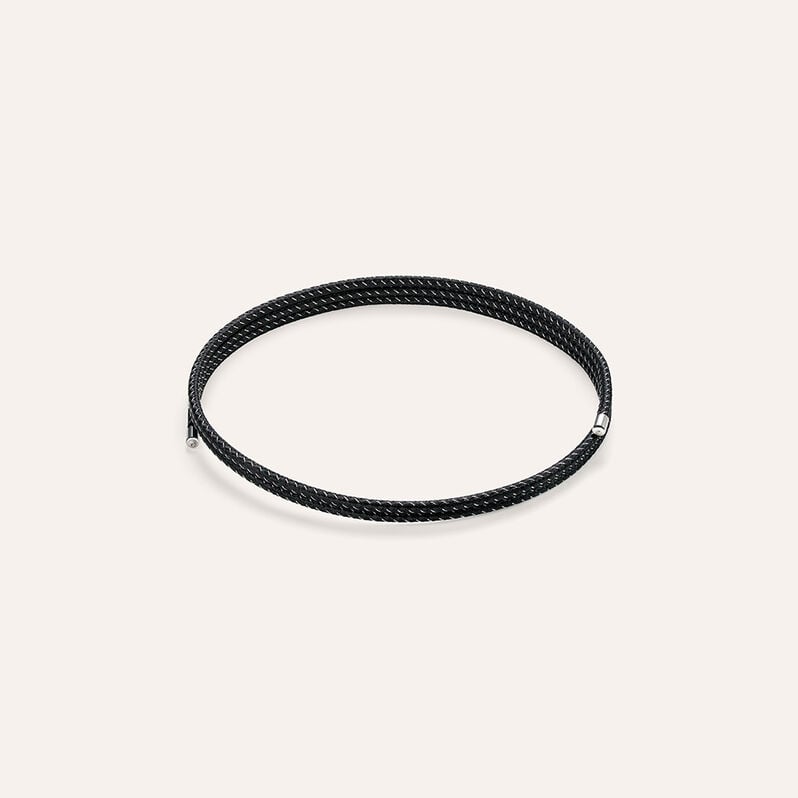 Choker Magnetico Cordino Nero e Acciaio - Catenina Unisex | Stroili