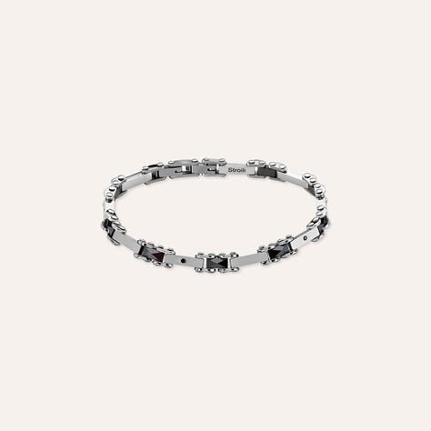 Bracciale Man Code Acciaio Bicolore Bianco / Nero Cubic Zirconia - Bracciali Uomo | Stroili