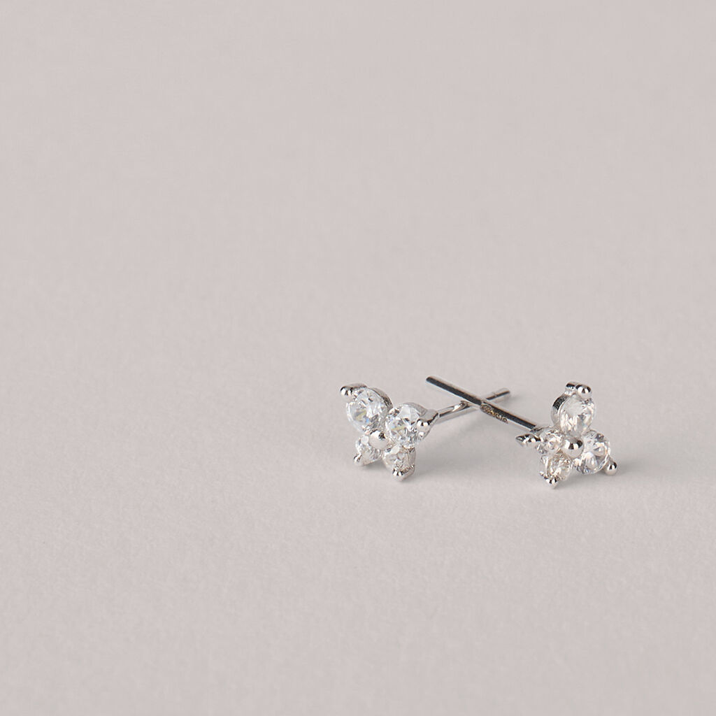 Orecchini Lobo Bon Ton Oro Bianco Cubic Zirconia - Orecchini a Lobo Donna | Stroili