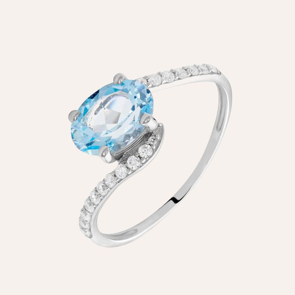 Anello Solitario Am&eacute;lie Oro Bianco Topazio Cubic Zirconia