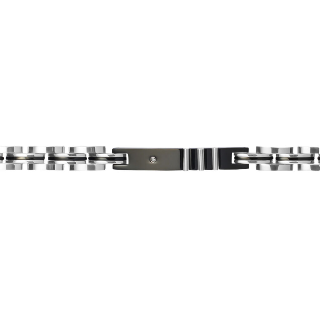 Bracciale Man Code Acciaio Bicolore Bianco / Nero Cubic Zirconia - Bracciali Uomo | Stroili