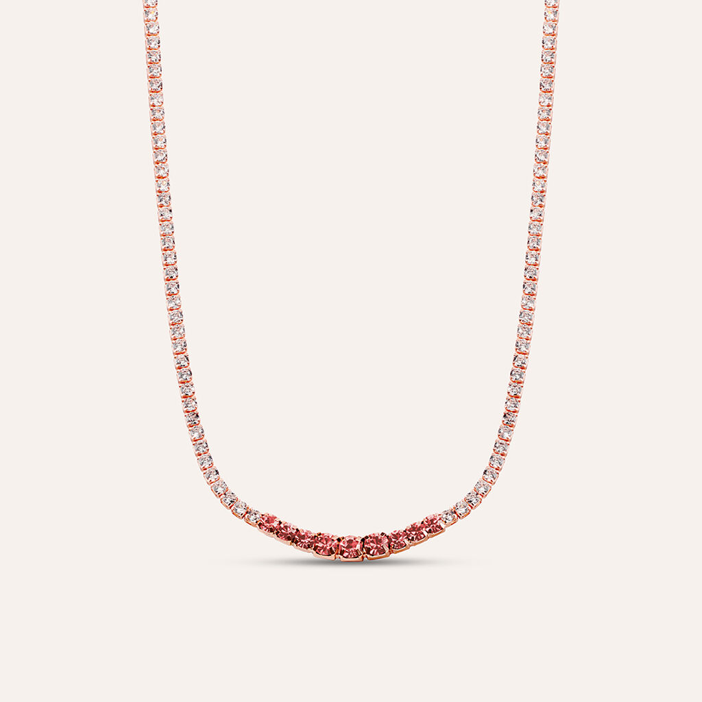 Collana Tennis Romantic Shine Metallo Rosa Cristallo