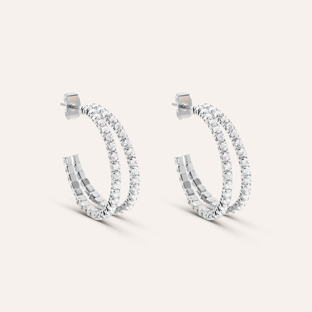 Orecchini A Cerchio Romantic Shine Metallo Cristallo - Orecchini a Cerchio Donna | Stroili