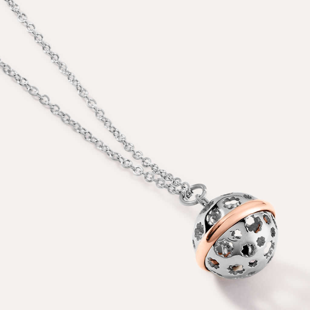 Collana Chiama Angeli Sunrise Acciaio Bicolore Bianco / Rosa